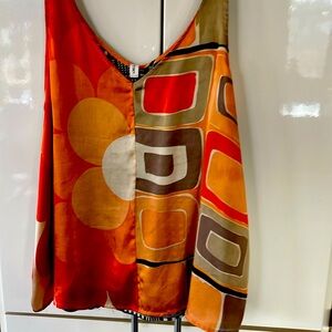 Silk tank top multi print